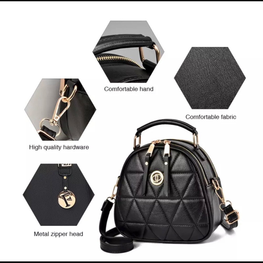 SOFT BLACK PU LEATHER SHOULDER BAG - Picture 3 of 3
